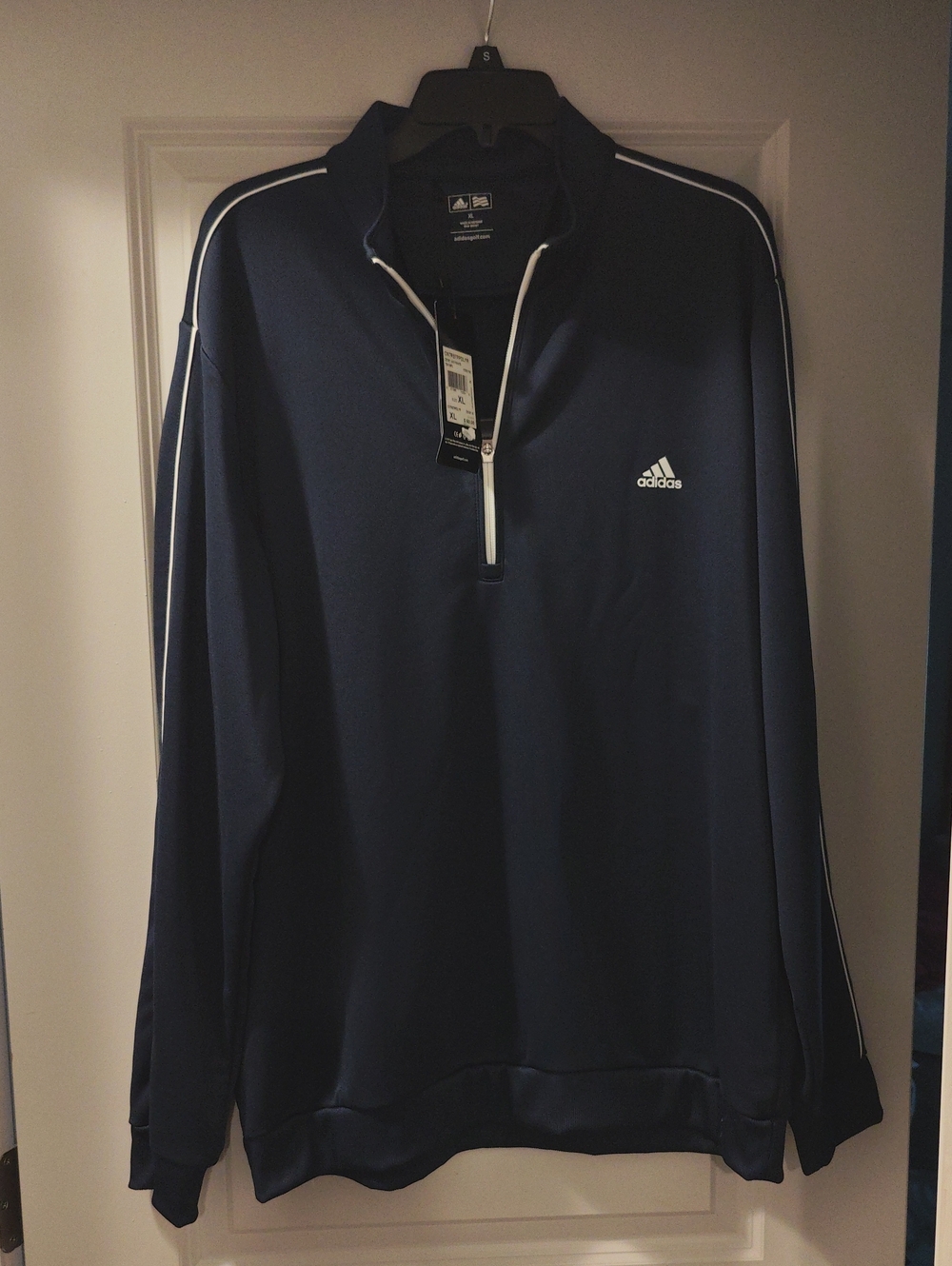 adidas Navy Half-Zip Pullover with White Accents